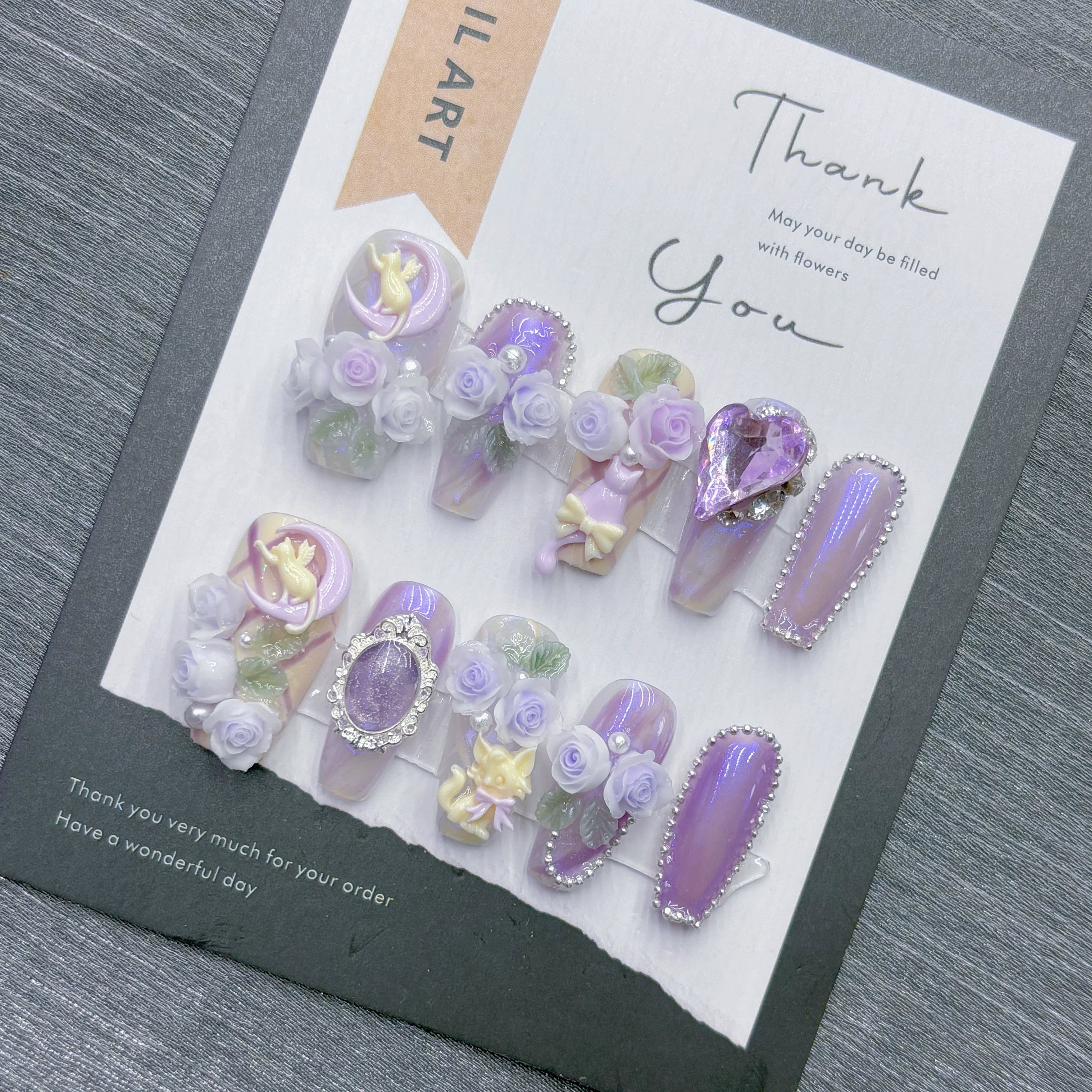 Purple smudge manicure, handmade wear, blind box, cat's eye, high-end sense, beautiful, heavy industry 2026 New Year's medium and long models