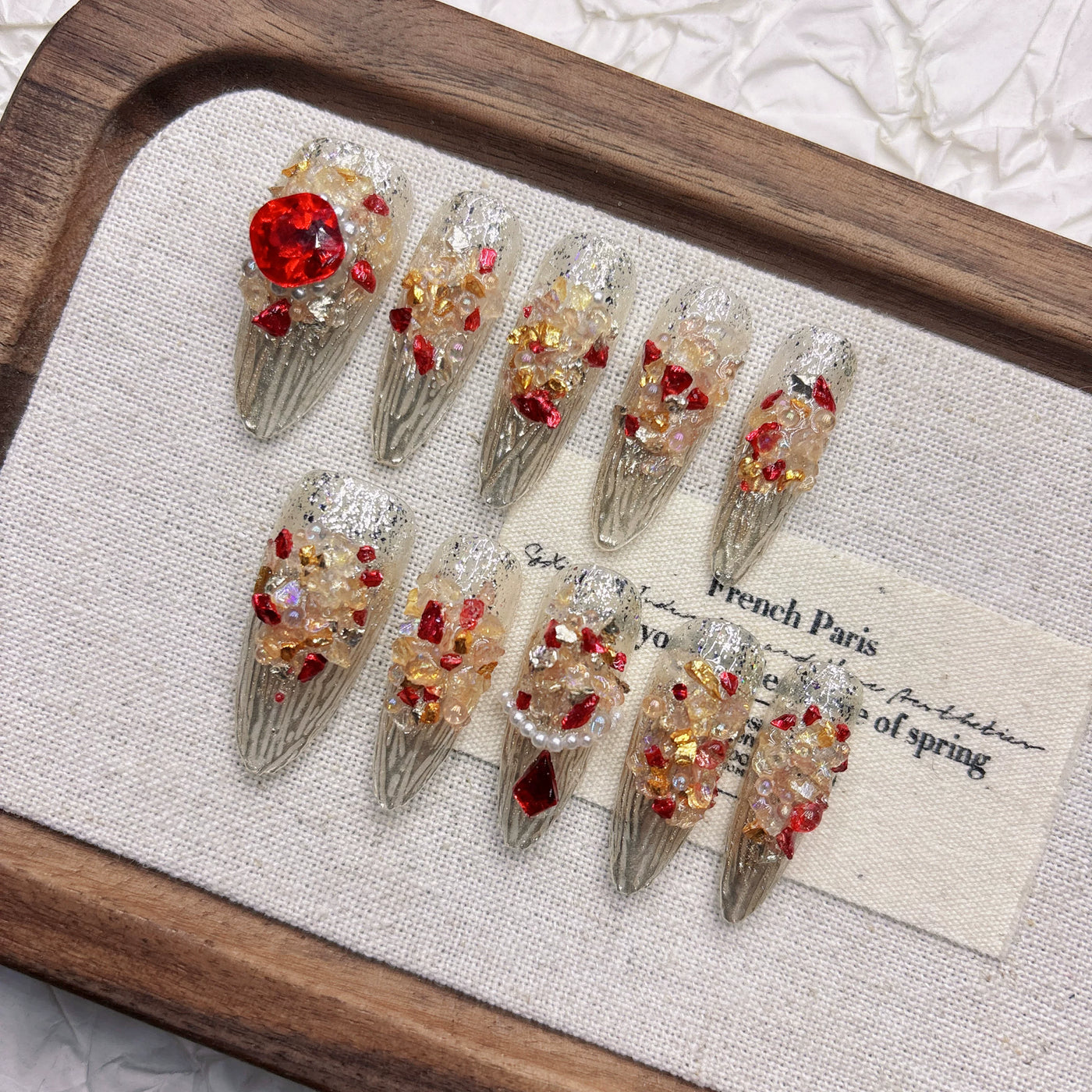 Gold Crystal Starry Night Press-On Nails – DDX-H049