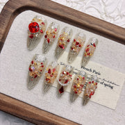 Gold Crystal Starry Night Press-On Nails – DDX-H049