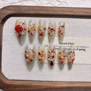 Gold Crystal Starry Night Press-On Nails – DDX-H049