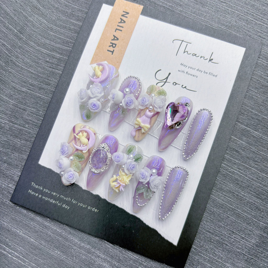 Purple smudge manicure, handmade wear, blind box, cat's eye, high-end sense, beautiful, heavy industry 2026 New Year's medium and long models