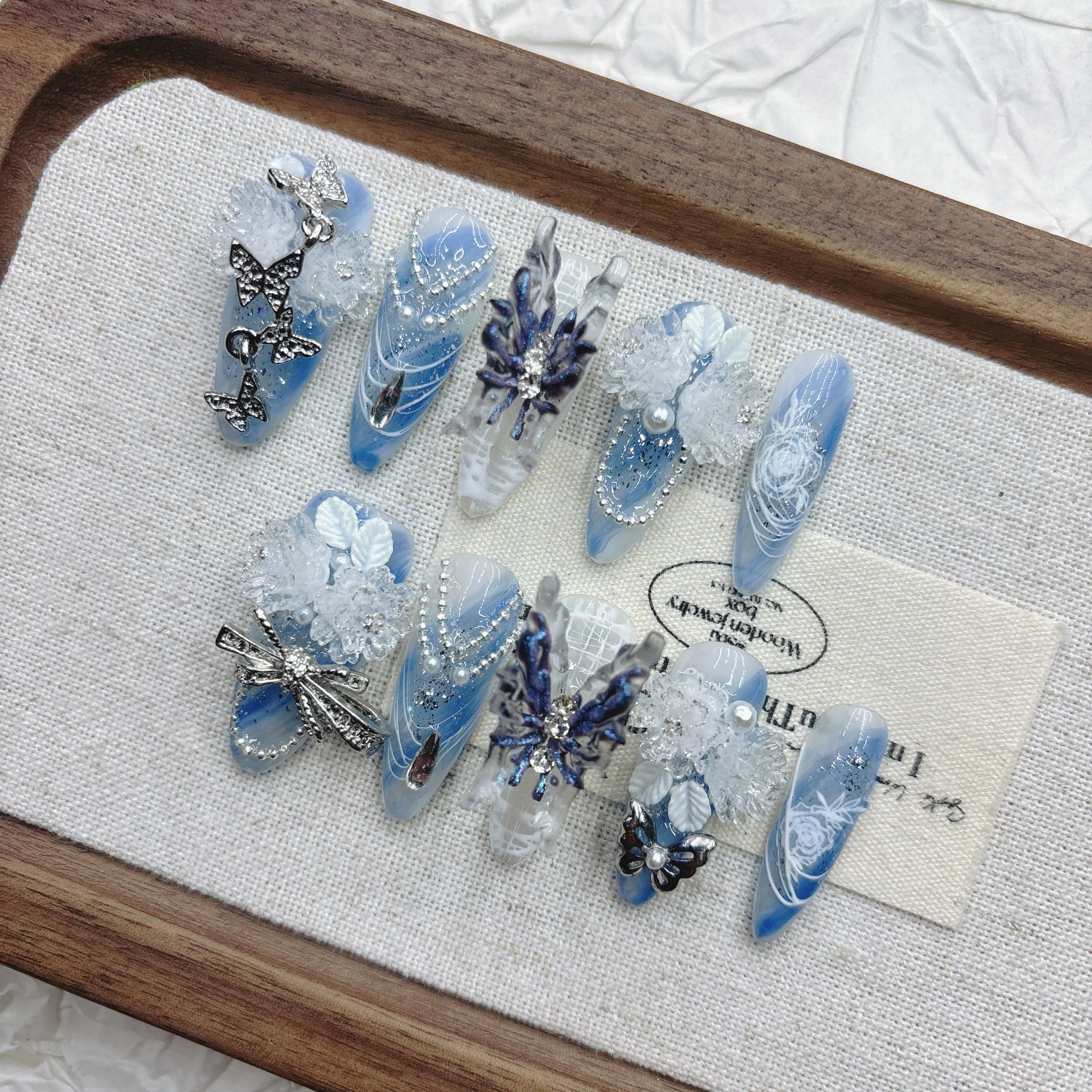 Blue butterfly hydrangea handmade armor advanced sense heavy industry gradual change cool handsome summer popular Hepburn 2026