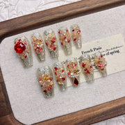 Gold Crystal Starry Night Press-On Nails – DDX-H049