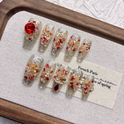 Gold Crystal Starry Night Press-On Nails – DDX-H049