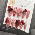 Burgundy butterfly pure handmade armor three-dimensional rose temperament high-end sense white 2026 New Year's short, medium and long styles