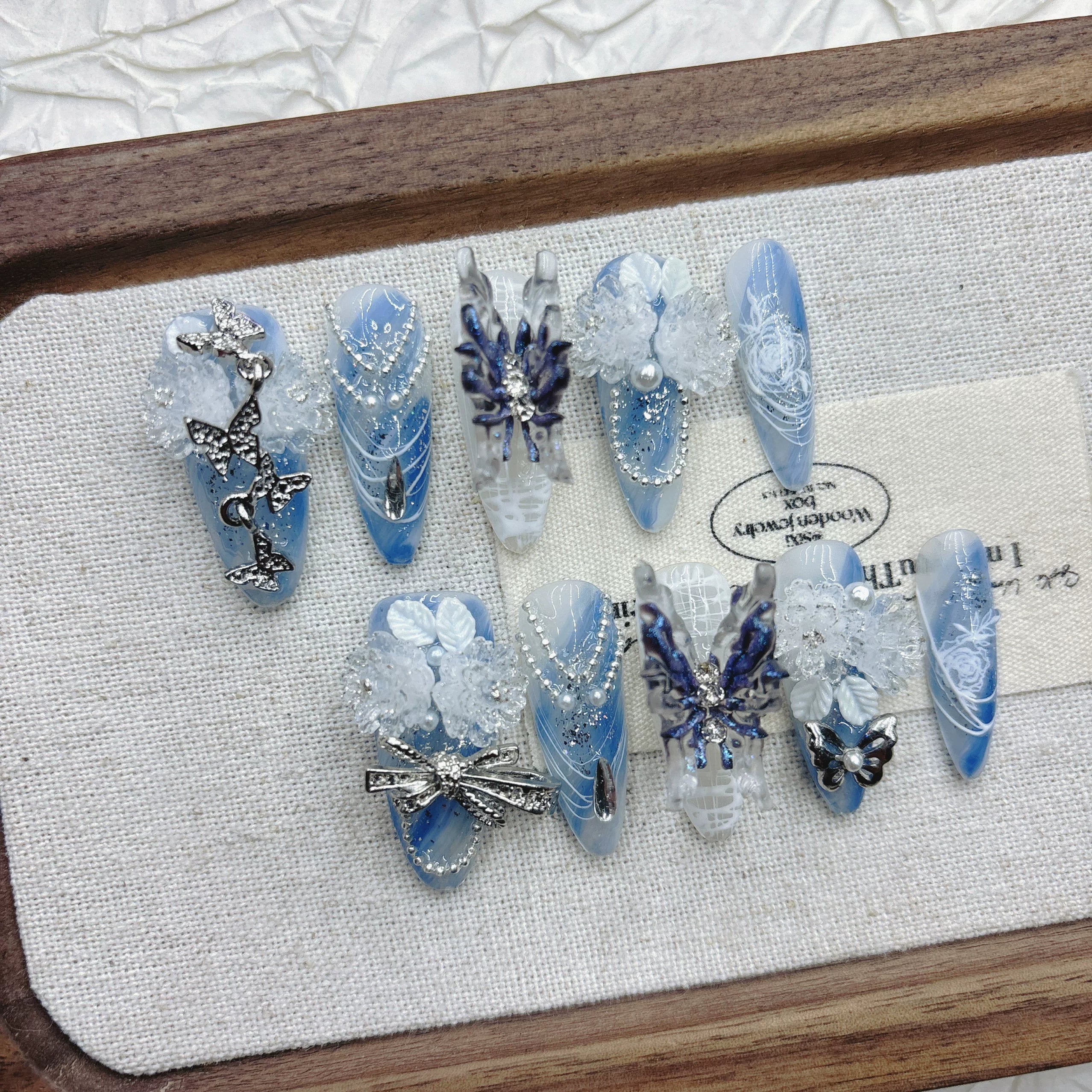 Blue butterfly hydrangea handmade armor advanced sense heavy industry gradual change cool handsome summer popular Hepburn 2026
