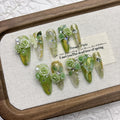 Lime Green 3D Rose Press-On Nails