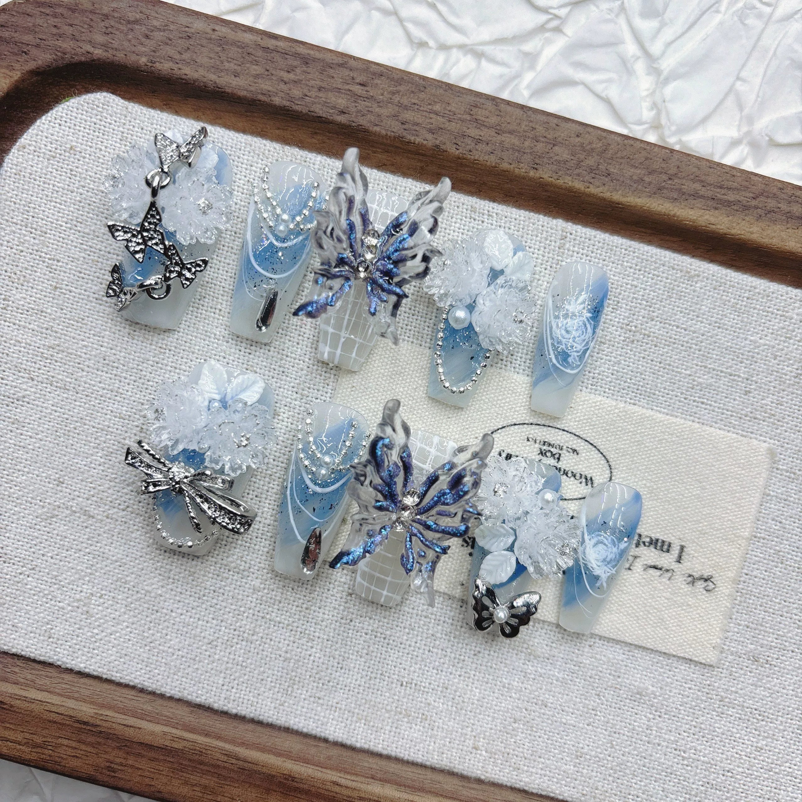 Blue butterfly hydrangea handmade armor advanced sense heavy industry gradual change cool handsome summer popular Hepburn 2026