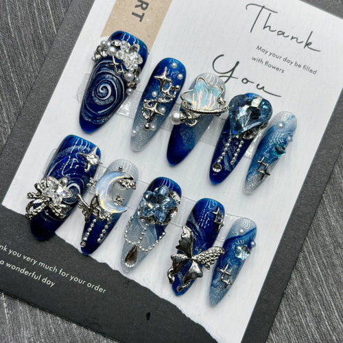 Blue Starry Night Press-On Nails
