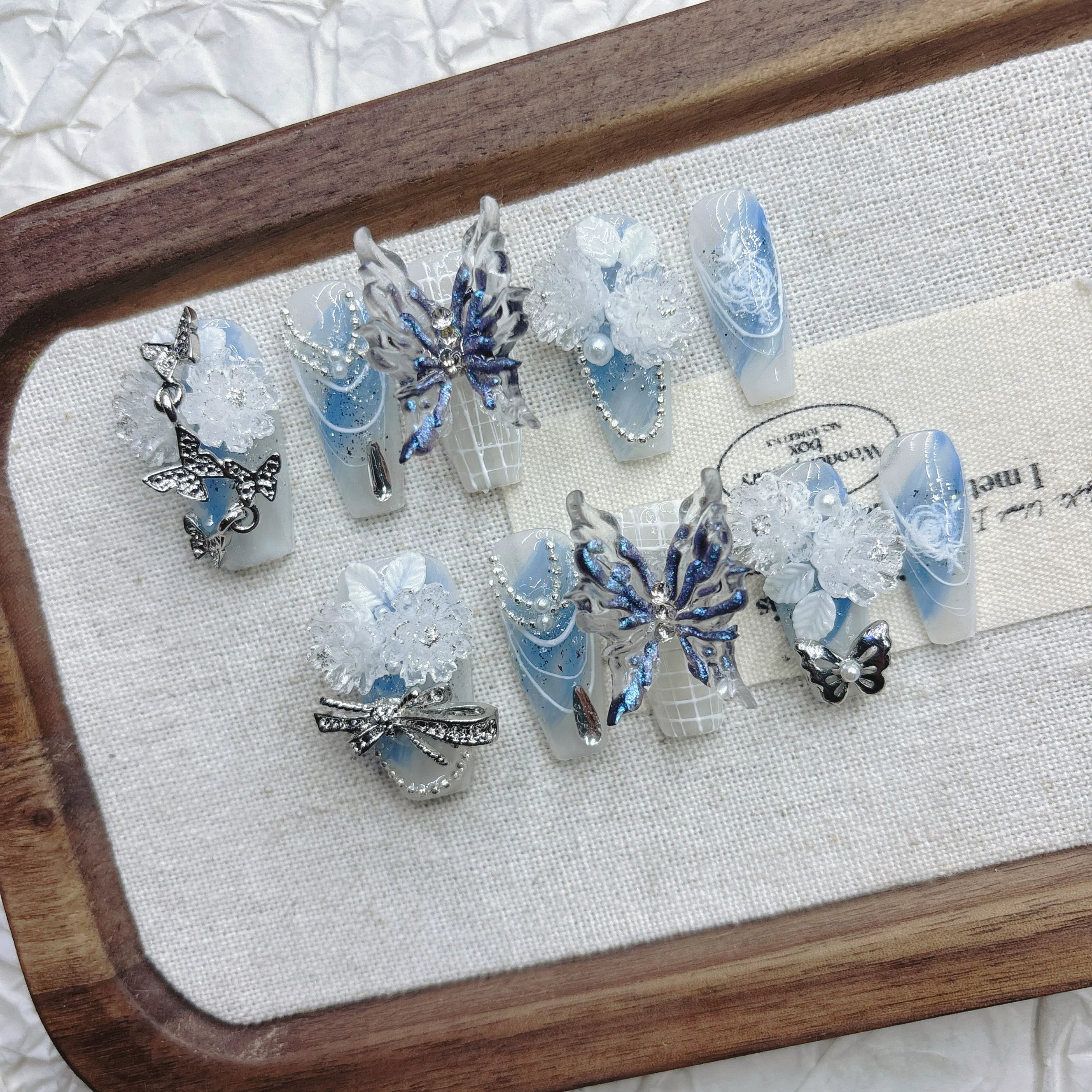 Blue butterfly hydrangea handmade armor advanced sense heavy industry gradual change cool handsome summer popular Hepburn 2026
