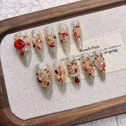 Gold Crystal Starry Night Press-On Nails – DDX-H049