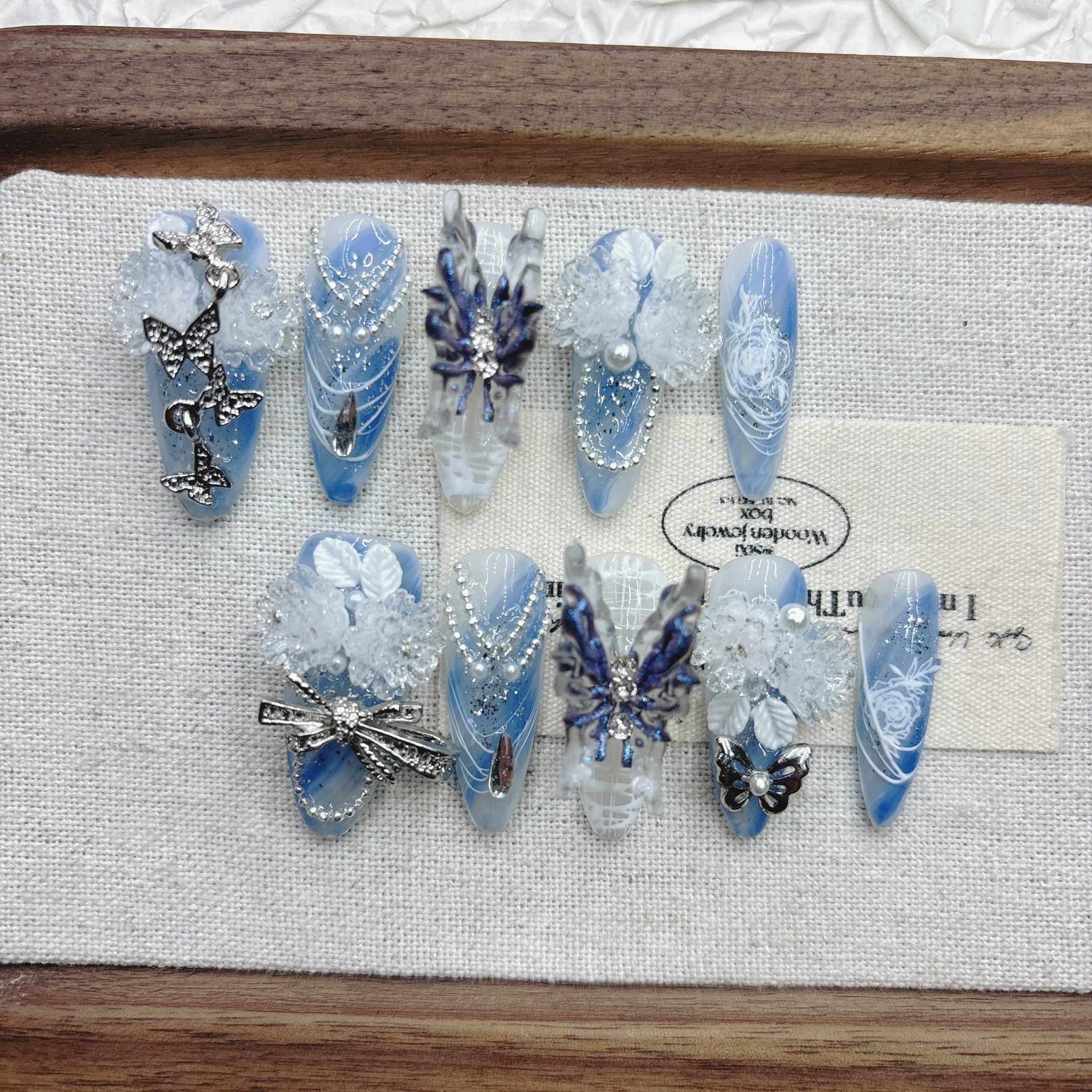 Blue butterfly hydrangea handmade armor advanced sense heavy industry gradual change cool handsome summer popular Hepburn 2026