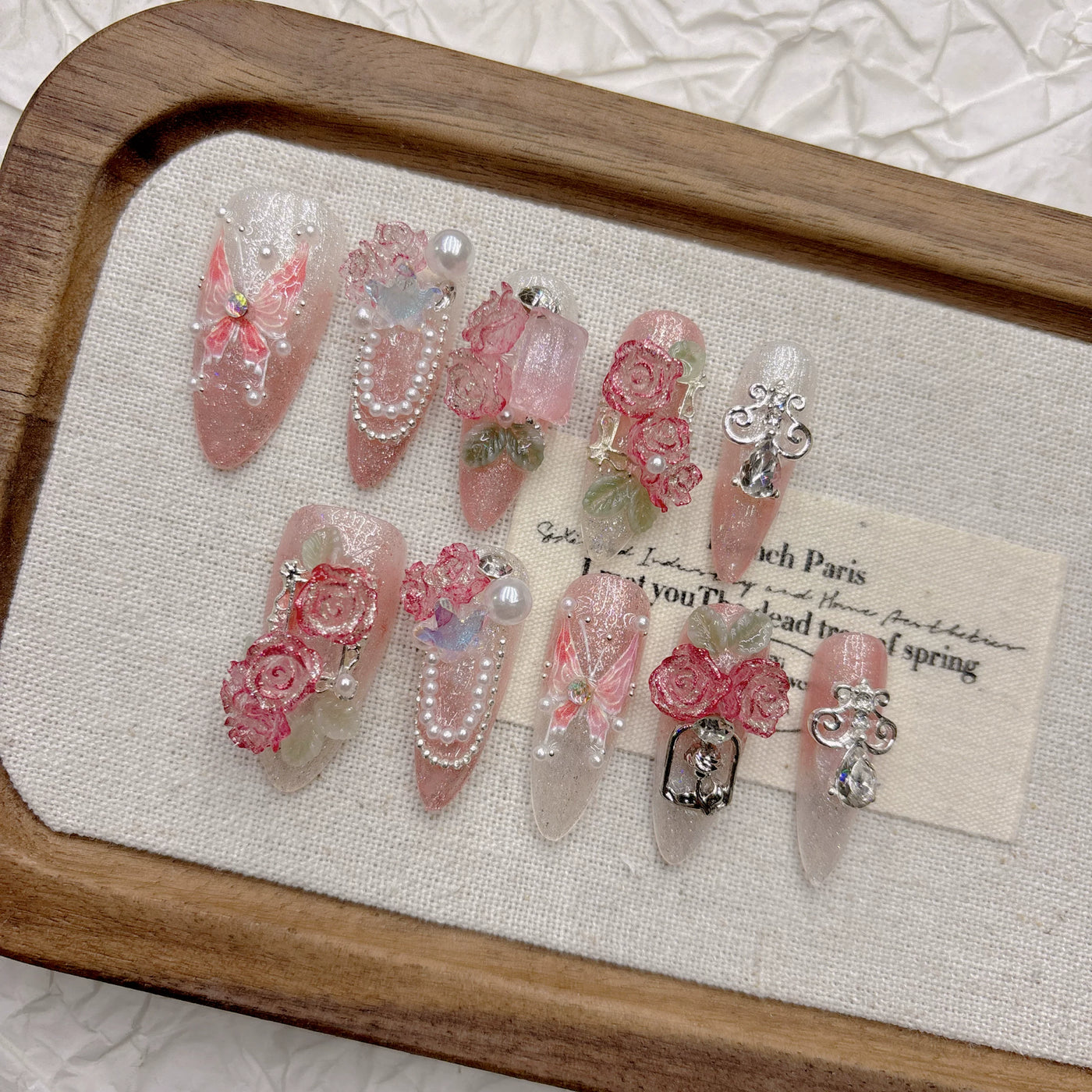 Pink Butterfly French Press-On Nails – DDX-H050