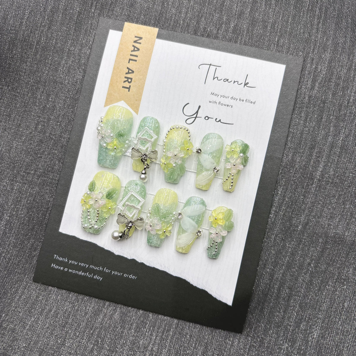 Olive Green Gradient Frame Press-On Nails