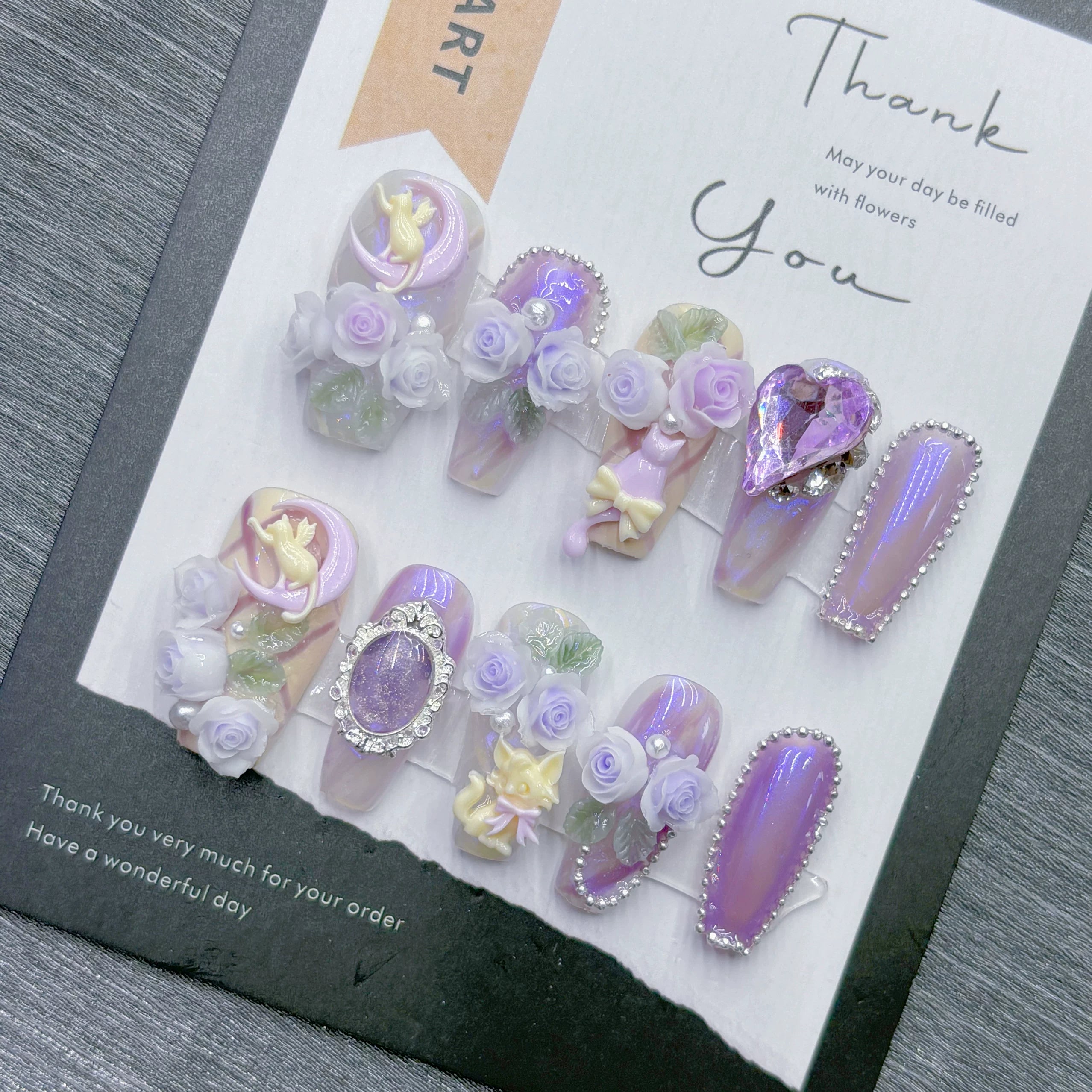 Purple smudge manicure, handmade wear, blind box, cat's eye, high-end sense, beautiful, heavy industry 2026 New Year's medium and long models