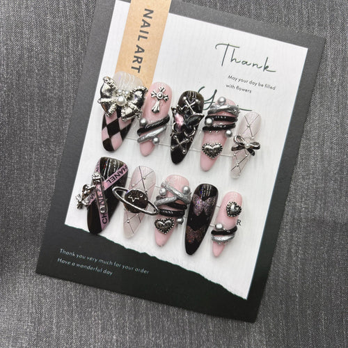 Black Pink Gothic Bunny Press-On Nails