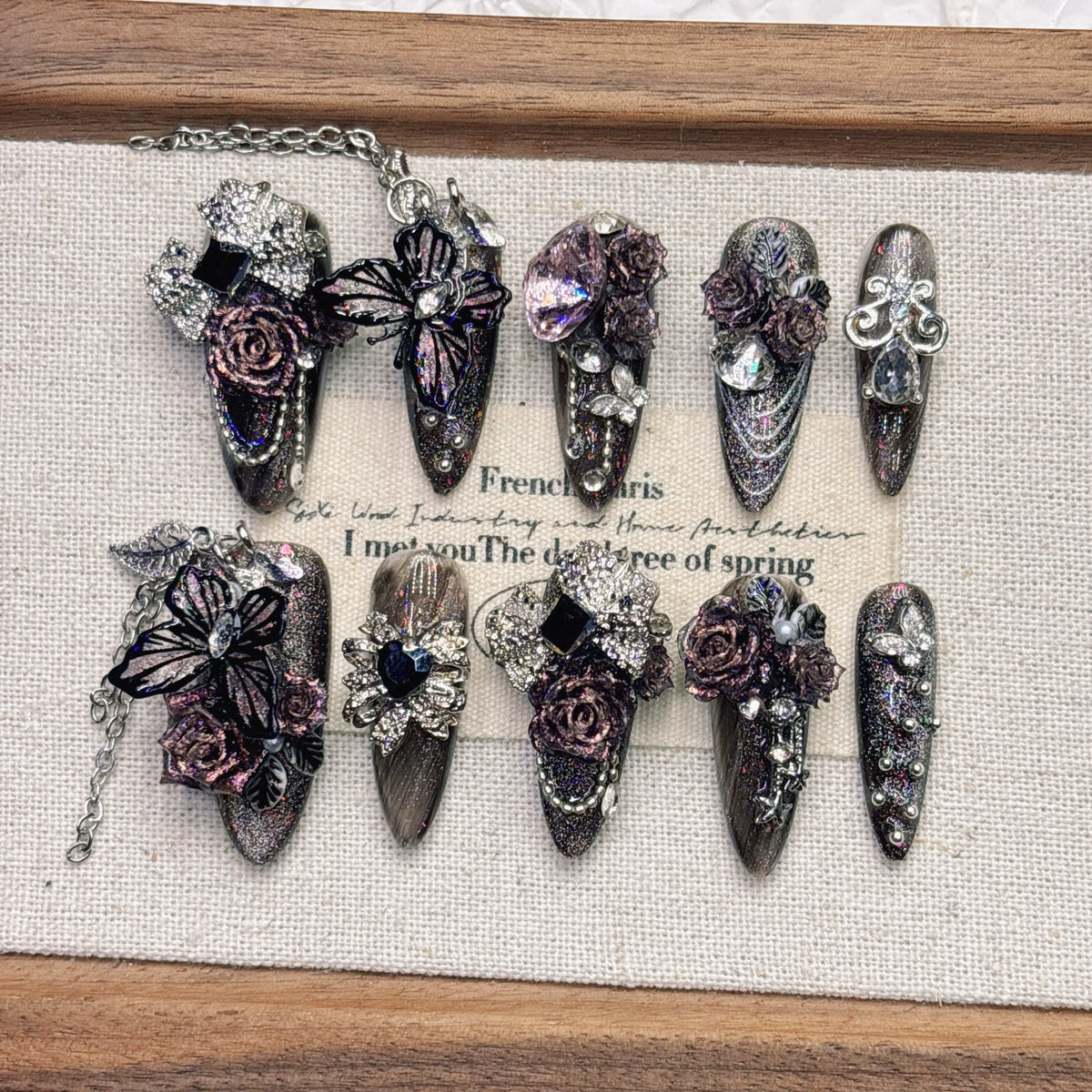 Black Butterfly Gothic Tassel Press-On Nails